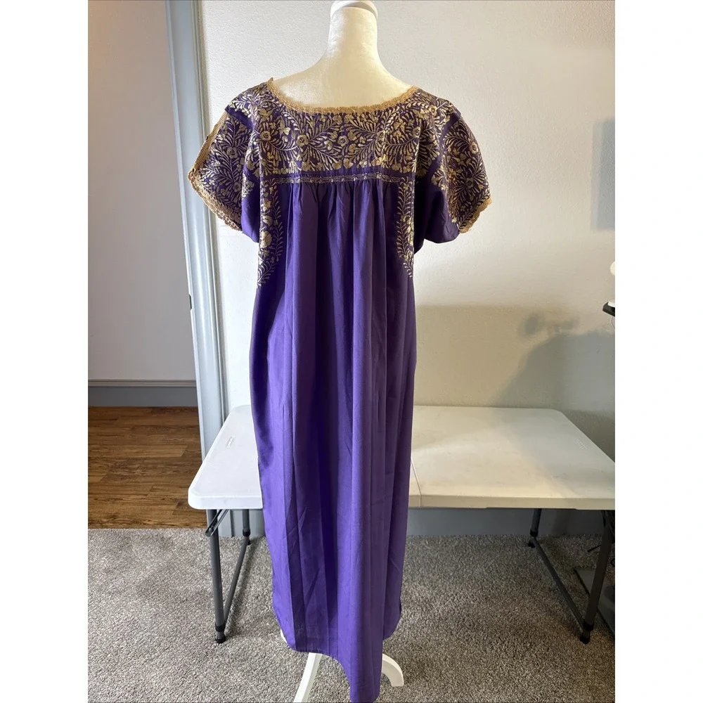 San Antonio Oaxaca Mexican Dress Hand Embroidered Silk Threads